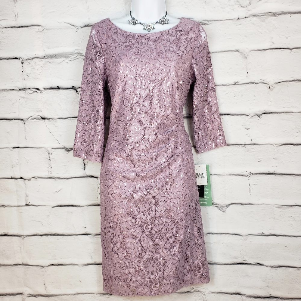 NWT Scarlett Mauve Sparkly Lace Cocktail Dress 12